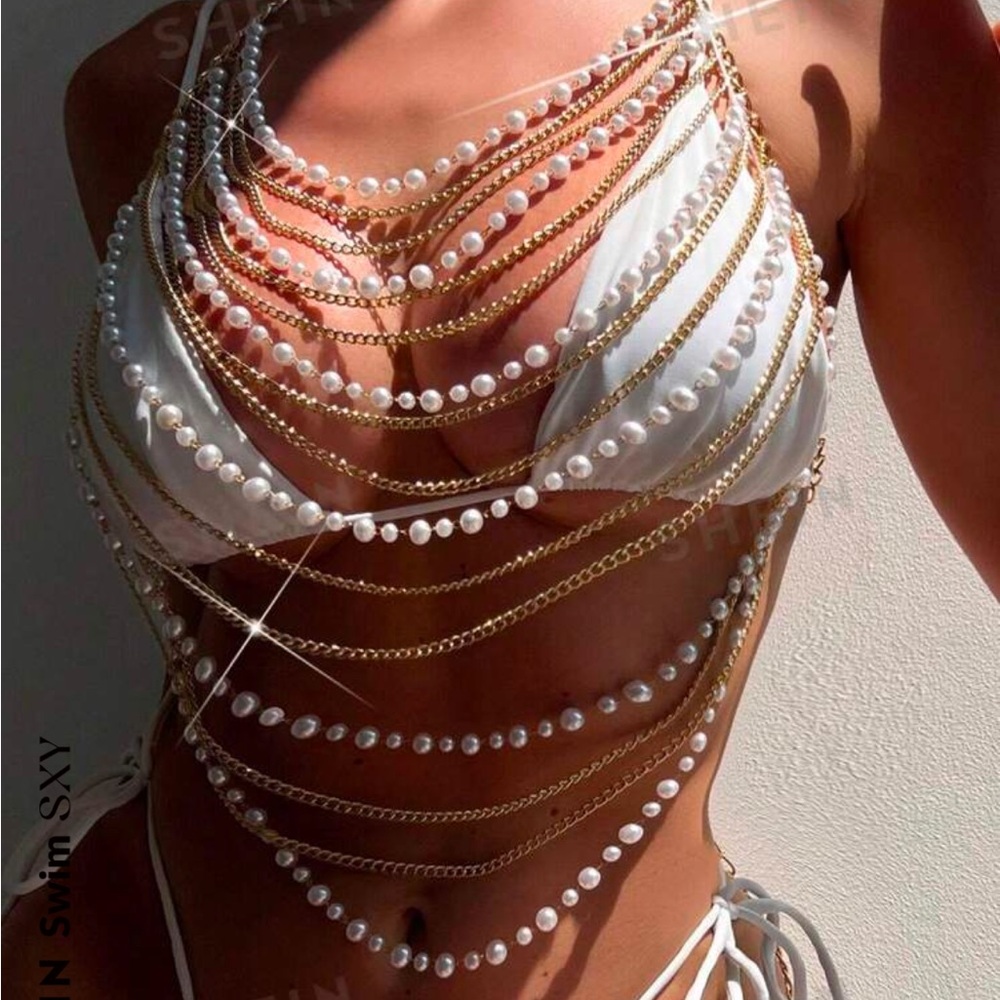 Faux Pearl Chain (swim cover up)